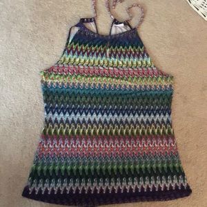 Tie neck multi colored summer top missoni-Esque